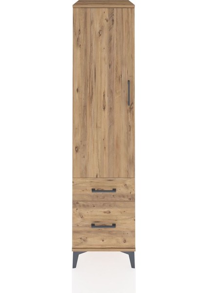 Kronos Dolap 4 Raflı 2 Çekmeceli Tek Kapaklı 44X59X182 Çam-Çam