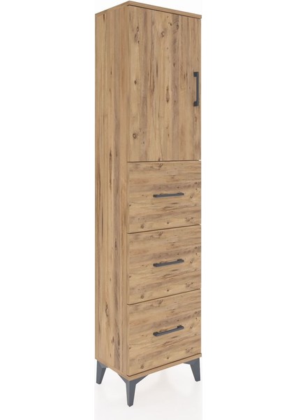 Arges Dolap Tek Raflı 3 Çekmeceli Tek Kapaklı 44X30X182 Çam-Çam fiyatları