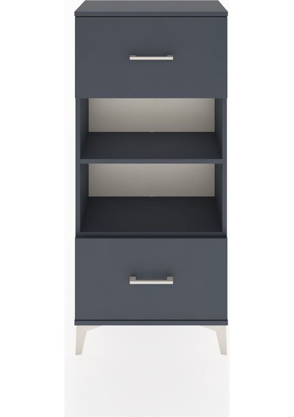 Hyperion Dolap 2 Raflı 2 Çekmeceli 60X44X134 Antrasit-Antrasit