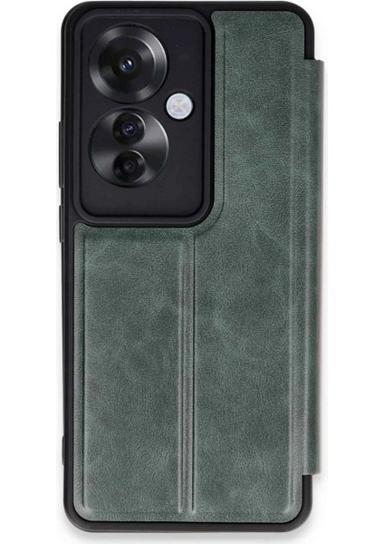 CPT16 Oppo Reno 11F Kılıf Flip Cover - Koyu Yeşil
