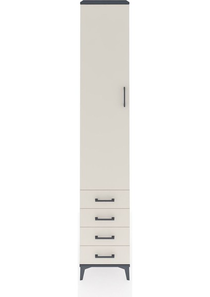 Hyperion Dolap 3 Raflı 4 Çekmeceli Tek Askılı 44X44X243 Antrasit-Aytaşı