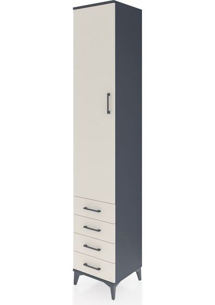 Hyperion Dolap 3 Raflı 4 Çekmeceli Tek Askılı 44X44X243 Antrasit-Aytaşı modelleri
