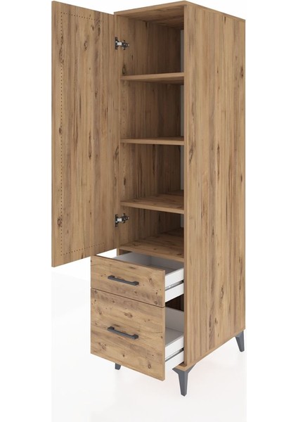 Kronos Dolap 4 Raflı 2 Çekmeceli Tek Kapaklı 44X59X182 Çam-Çam fırsatları