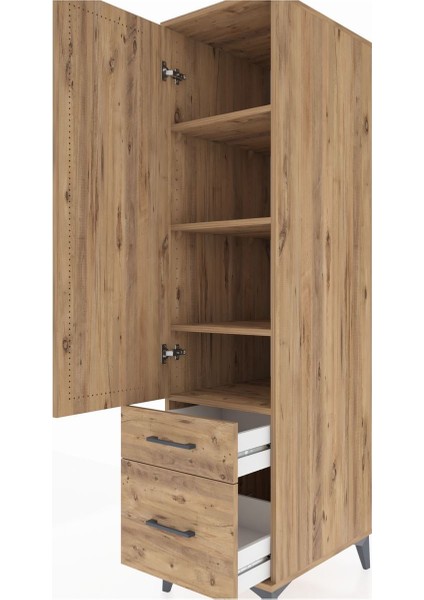 Kronos Dolap 4 Raflı 2 Çekmeceli Tek Kapaklı 44X59X182 Çam-Çam indirimleri