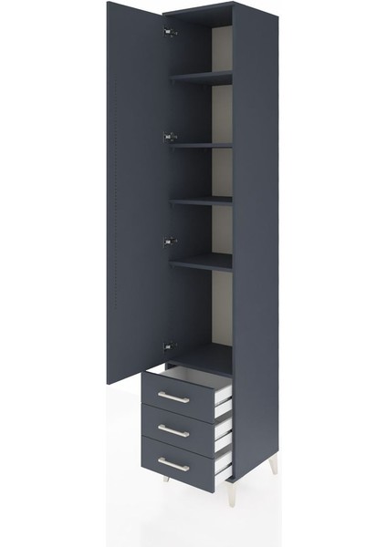 Hyperion Dolap 5 Raflı 3 Çekmeceli Tek Kapaklı 44X44X243 Antrasit-Antrasit fırsatları