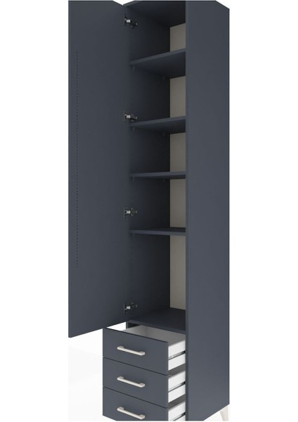 Hyperion Dolap 5 Raflı 3 Çekmeceli Tek Kapaklı 44X44X243 Antrasit-Antrasit indirimleri