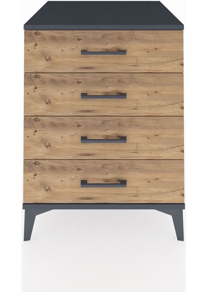 Kronos Komodin 4 Çekmeceli 60X59X80 Antrasit-Çam