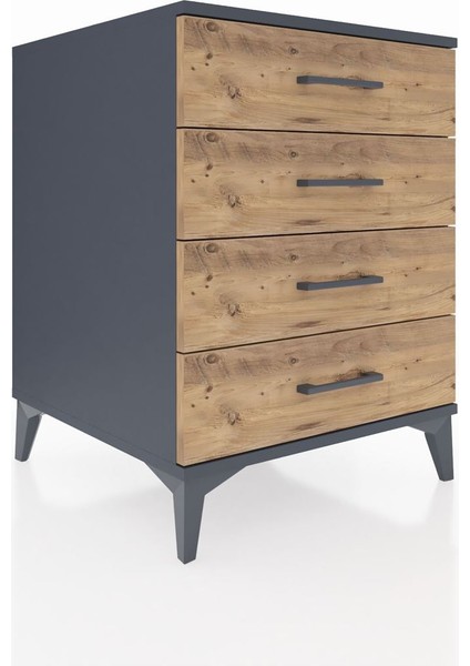 Kronos Komodin 4 Çekmeceli 60X59X80 Antrasit-Çam fiyatları