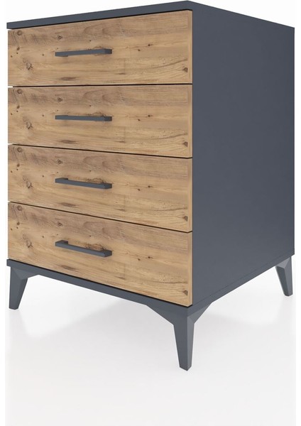 Kronos Komodin 4 Çekmeceli 60X59X80 Antrasit-Çam modelleri