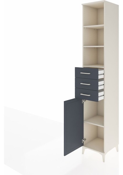 Hyperion Dolap 4 Raflı 3 Çekmeceli Tek Kapaklı 44X44X243 Aytaşı-Antrasit fırsatları