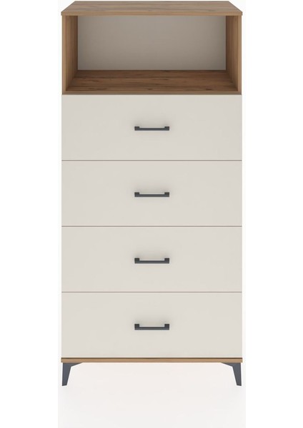 Hyperion Dolap Tek Raflı 4 Çekmeceli 88X44X182 Çam-Aytaşı