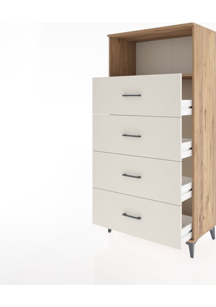 Hyperion Dolap Tek Raflı 4 Çekmeceli 88X44X182 Çam-Aytaşı fırsatları