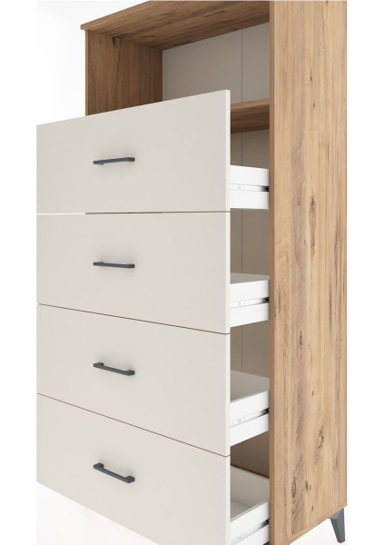 Hyperion Dolap Tek Raflı 4 Çekmeceli 88X44X182 Çam-Aytaşı indirimleri