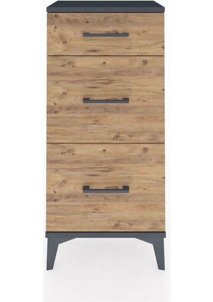 Arges Komodin 3 Çekmeceli 44X30X96 Antrasit-Çam