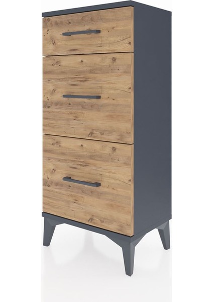 Arges Komodin 3 Çekmeceli 44X30X96 Antrasit-Çam modelleri