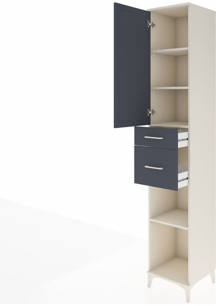 Hyperion Dolap 4 Raflı 2 Çekmeceli Tek Kapaklı 44X44X243 Aytaşı-Antrasit fırsatları