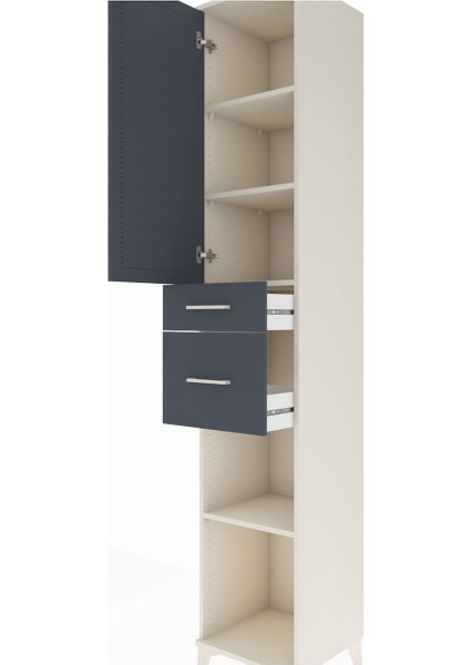 Hyperion Dolap 4 Raflı 2 Çekmeceli Tek Kapaklı 44X44X243 Aytaşı-Antrasit indirimleri