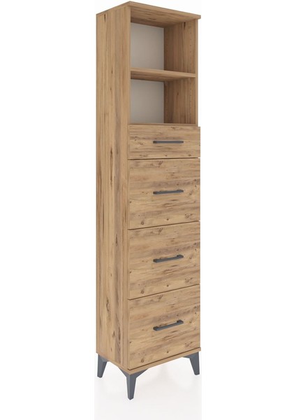 Arges Dolap 2 Raflı 4 Çekmeceli 44X30X182 Çam-Çam fiyatları