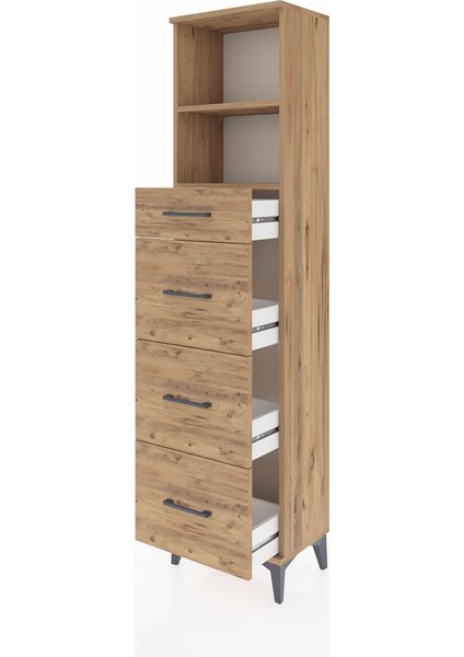 Arges Dolap 2 Raflı 4 Çekmeceli 44X30X182 Çam-Çam fırsatları