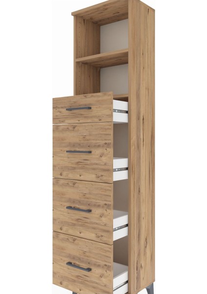 Arges Dolap 2 Raflı 4 Çekmeceli 44X30X182 Çam-Çam indirimleri