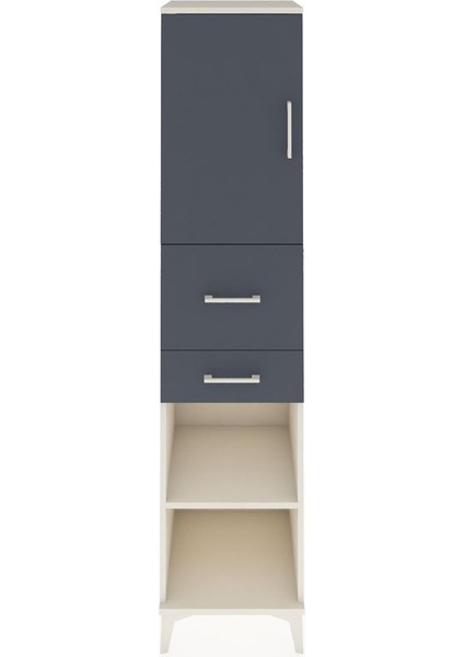 Hyperion Dolap 4 Raflı 2 Çekmeceli Tek Kapaklı 44X44X195 Aytaşı-Antrasit