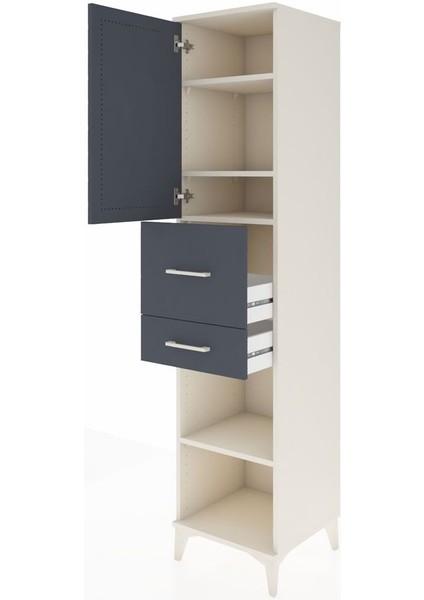 Hyperion Dolap 4 Raflı 2 Çekmeceli Tek Kapaklı 44X44X195 Aytaşı-Antrasit fırsatları