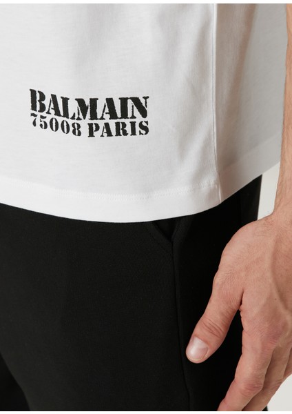 Beyaz Logo Baskılı T-Shirt