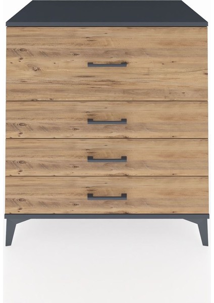 Kronos Şifonyer 4 Çekmeceli 88X59X96 Antrasit-Çam