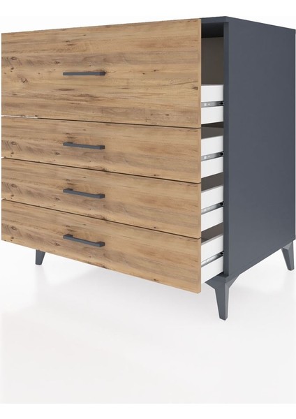 Kronos Şifonyer 4 Çekmeceli 88X59X96 Antrasit-Çam fırsatları