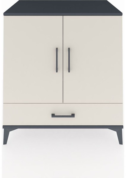 Kronos Şifonyer 3 Raflı Tek Çekmeceli 2 Kapaklı 88X59X96 Antrasit-Aytaşı