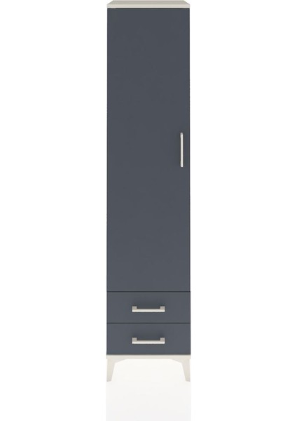 Hyperion Dolap 5 Raflı 2 Çekmeceli Tek Kapaklı 44X44X195 Aytaşı-Antrasit