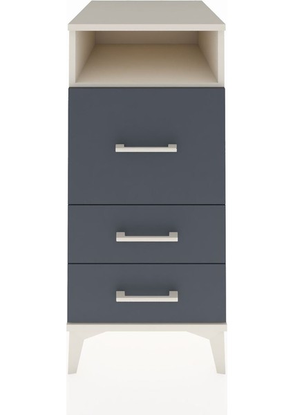 Kronos Komodin Tek Raflı 3 Çekmeceli 44X59X96 Aytaşı-Antrasit