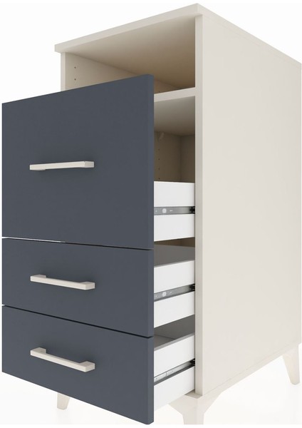 Kronos Komodin Tek Raflı 3 Çekmeceli 44X59X96 Aytaşı-Antrasit indirimleri