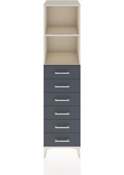 Hyperion Dolap 2 Raflı 6 Çekmeceli 44X44X182 Aytaşı-Antrasit
