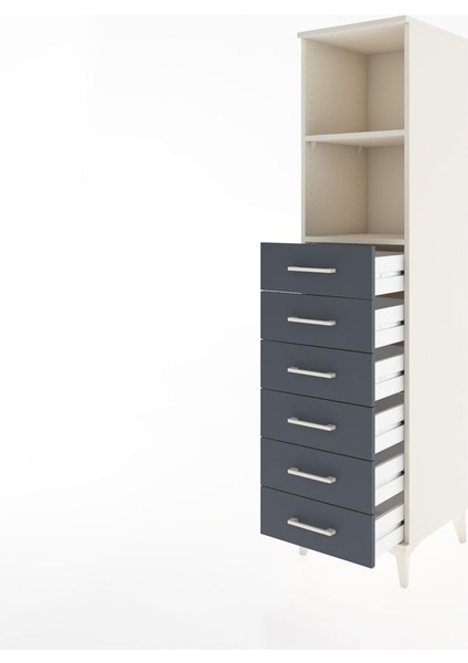 Hyperion Dolap 2 Raflı 6 Çekmeceli 44X44X182 Aytaşı-Antrasit fırsatları
