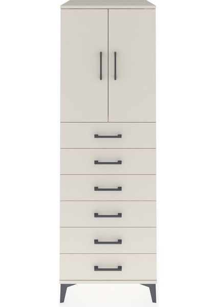Kronos Dolap Tek Raflı 6 Çekmeceli 2 Kapaklı 60X59X182 Aytaşı-Aytaşı