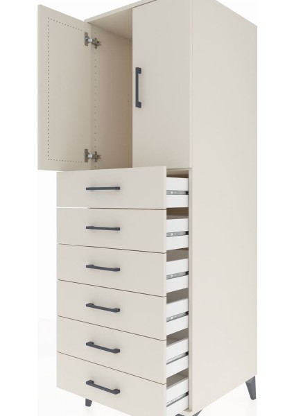 Kronos Dolap Tek Raflı 6 Çekmeceli 2 Kapaklı 60X59X182 Aytaşı-Aytaşı indirimleri