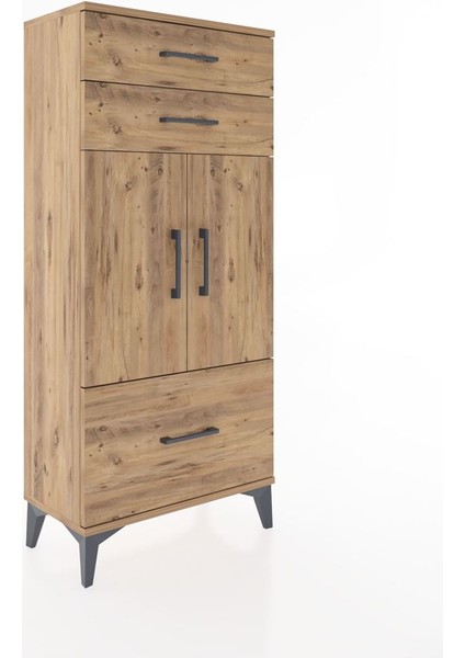 Hyperion Dolap 2 Raflı 3 Çekmeceli 2 Kapaklı 60X44X134 Çam-Çam fiyatları
