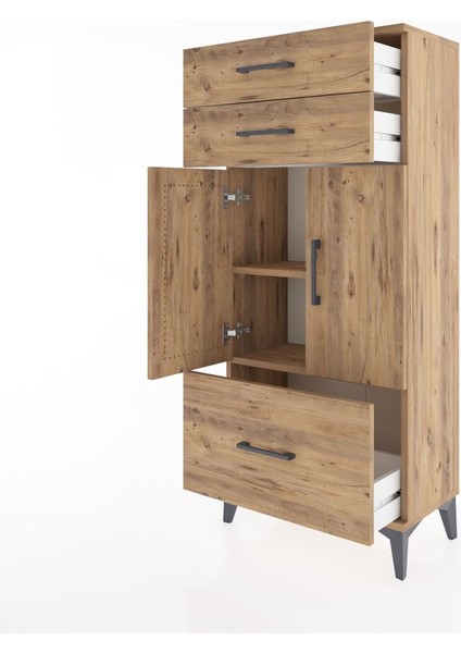Hyperion Dolap 2 Raflı 3 Çekmeceli 2 Kapaklı 60X44X134 Çam-Çam fırsatları