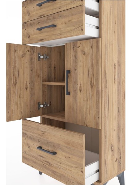 Hyperion Dolap 2 Raflı 3 Çekmeceli 2 Kapaklı 60X44X134 Çam-Çam indirimleri