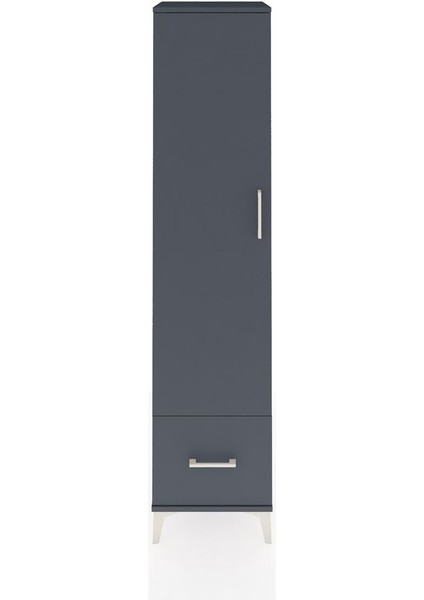 Hyperion Dolap 5 Raflı Tek Çekmeceli Tek Kapaklı 44X44X195 Antrasit-Antrasit