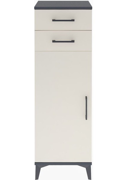 Arges Dolap 2 Raflı 2 Çekmeceli Tek Kapaklı 44X30X134 Antrasit-Aytaşı