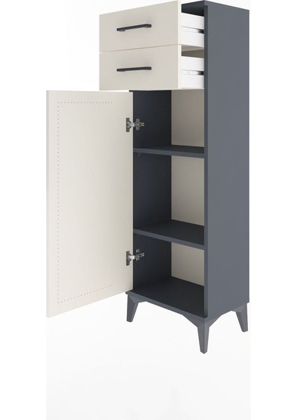 Arges Dolap 2 Raflı 2 Çekmeceli Tek Kapaklı 44X30X134 Antrasit-Aytaşı fırsatları