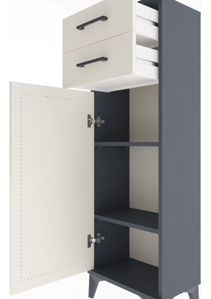Arges Dolap 2 Raflı 2 Çekmeceli Tek Kapaklı 44X30X134 Antrasit-Aytaşı indirimleri