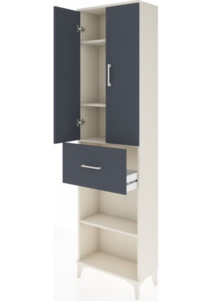 Arges Dolap 4 Raflı Tek Çekmeceli 2 Kapaklı 60X30X221 Aytaşı-Antrasit fırsatları