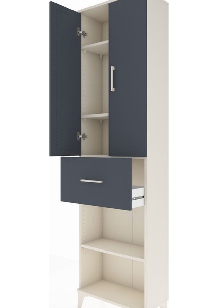 Arges Dolap 4 Raflı Tek Çekmeceli 2 Kapaklı 60X30X221 Aytaşı-Antrasit indirimleri