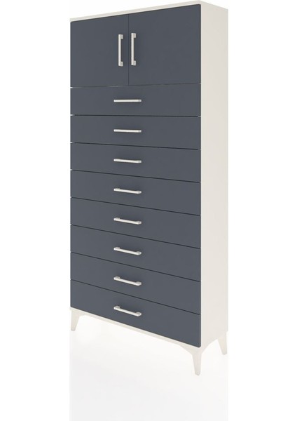 Arges Dolap Tek Raflı 8 Çekmeceli 2 Kapaklı 88X30X182 Aytaşı-Antrasit modelleri