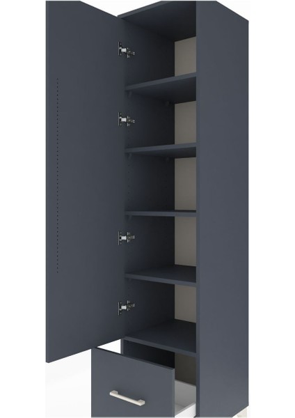 Hyperion Dolap 5 Raflı Tek Çekmeceli Tek Kapaklı 44X44X195 Antrasit-Antrasit indirimleri