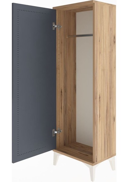 Arges Dolap Tek Kapaklı Tek Askılı 44X30X134 Çam-Antrasit fırsatları