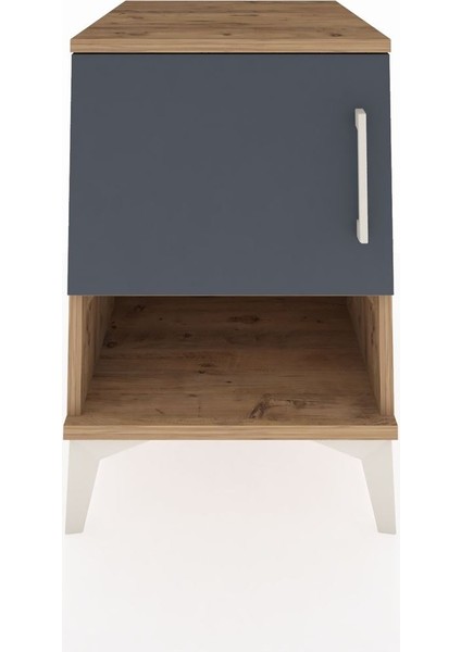 Kronos Komodin 2 Raflı Tek Kapaklı 44X59X64 Çam-Antrasit